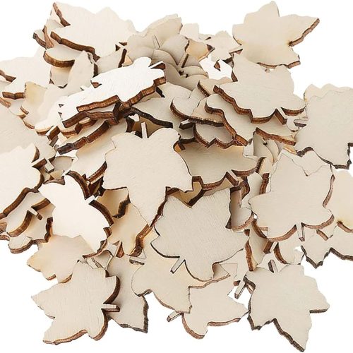 1 100pcs Mini Maple Leaf Wood DIY Crafts Cutouts Wooden Maple Leaf Shaped Unfinished Wood Ornaments for DIY Projects Thanksgiving Party Decorations