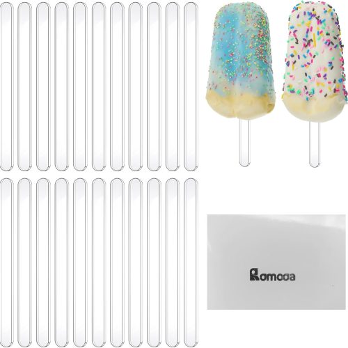 1 30 Pieces Acrylic Sticks Reusable Cakesicle Sticks Cake Pop Mold Mirror Ice Pop Sticks Ice Cream Cakesicle Mold for Home Cake Candy Gifts Party Craft (4.5 Inches, Transparent)