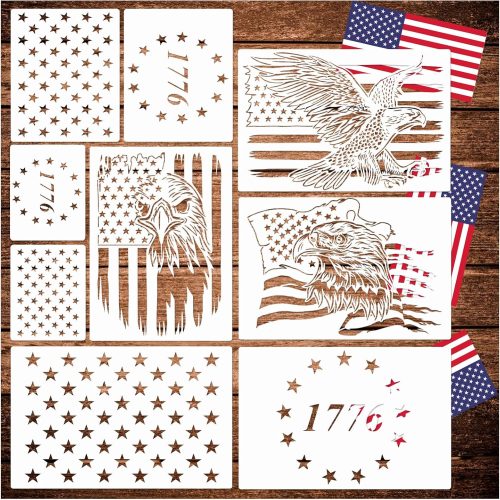 1 American Flag Stencil Star Stencils for Painting Union 50 Stars 1776 Military We The People Template for Flag Patriotic Wood Burning Stencils for Spray Paint on Shirt Project Crafts (Large Flag)