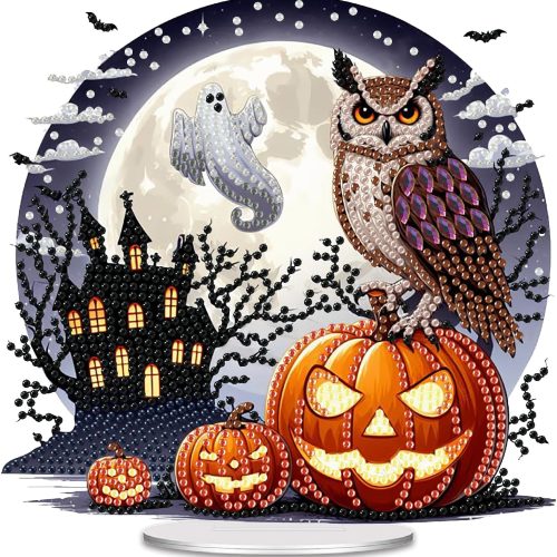 1 Tabletop Special Diamond Art Kit Halloween,Stand Up Diamonds Painting Kit for Adults, DIY Diamond Desk Placement Ornament, Box Package