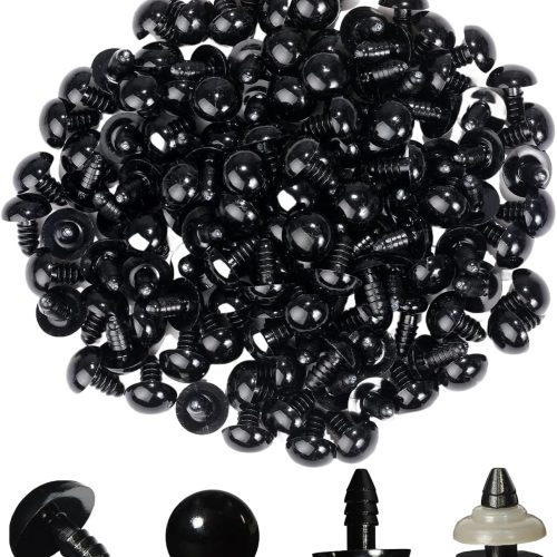 50PCS 18MM 0.7" Black Plastic Solid Safety Eyes with Washer for Bear Doll Craft Puppet Plush Animal Stuffed Toys DIY Sewing