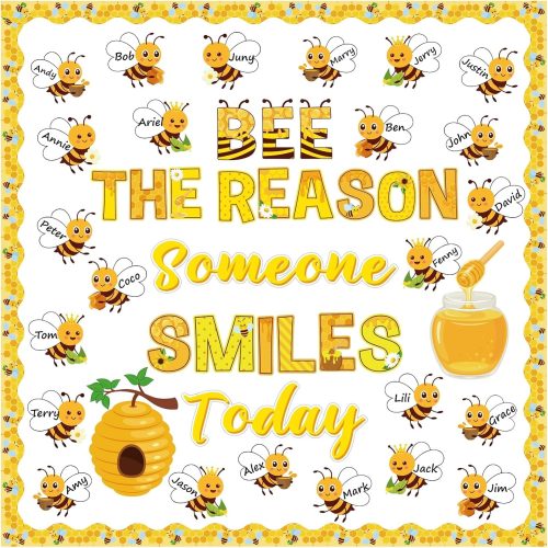 Pasimy 3D Sunflower Bulletin Board Decorations Set Bee Classroom Door Decor Honeycomb Butterfly Flower Cutouts Back to School Border Trims for Summer Home Office Library Wall Supplies(Honeybee)