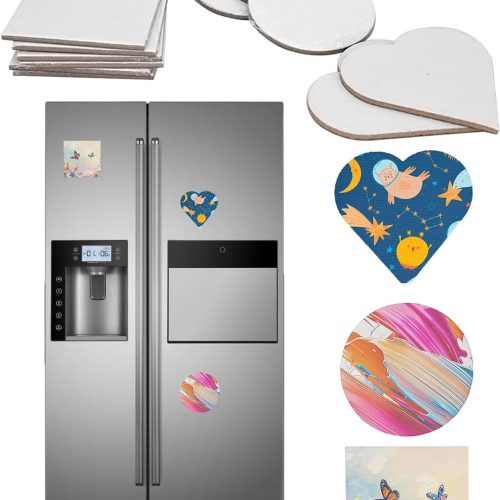 1 12PCS Mini Magnetic Canvas Panel for Painting Small Flat Canvas Board Art DIY for Refrigerator Magnets Decorations 3inches (Heart,Round,Square)