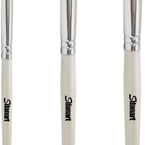 1 Drybrush Set Hobby Drybrush Paint Brush,Detail Paint Brush Set,3 pcs Professional Art and Advanced Acrylic Paint Brushes for Tabletop&Wargames Miniature Watercolor Oil Painting,Model(White)