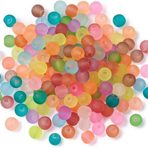 1 Craftdady 500Pcs 4mm Transparent Frosted Glass Beads Tiny Crystal Glass Round Loose Spacer Beads Random Mixed Colors for Jewelry Making Hole: 1mm