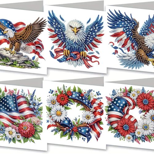 1 MaiYiYi 6 Pack 5D DIY Eagle Diamond Art Cards Flowers Diamond Painting Birthday Cards Wreath Diamond Painting Greeting Cards Kit for Family Friends Holiday Birthday