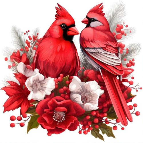 1 WSLWXSHM Diamond Painting Kits for Adults, Cardinal Round Full Drill Diamond Art Kits, 5D DIY Paint with Diamonds Crafts for Home Wall Decoration Gifts 12×12Inch, Christmas Bird