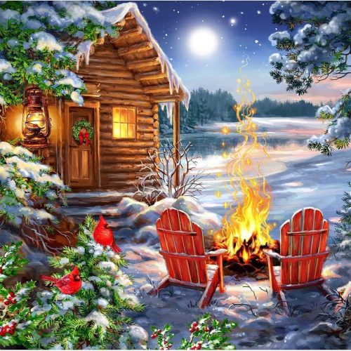 1 KEUASDV Diamond Painting Kits for Adults, Christmas Cabin 5D DIY Diamond Art Kits Full Drill Diamond Dots for Gift Wall Decor and Relaxation Gem Arts 12x16 inch
