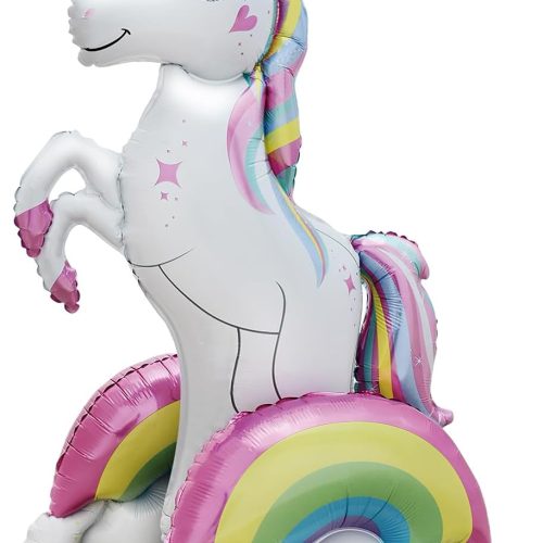 1 Giant Standing Unicorn foil Balloon, 3D Magical Rainbow Cloud Unicorn Party Balloons, Girls Birthday Wedding Baby Shower Decorations Party Supplies (37inch)
