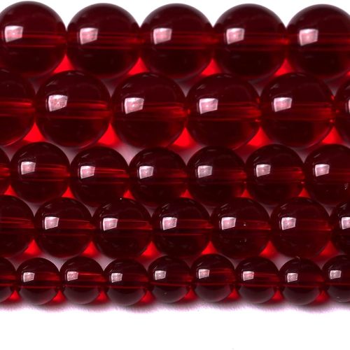 1 Smooth Garnet Red Glass Crystal Round Loose BeadsFor Jewelry Making DIY Bracelet Necklace Accessories 6mm 68pcs 15" Strand(Garnet Red Glass, 6mm)