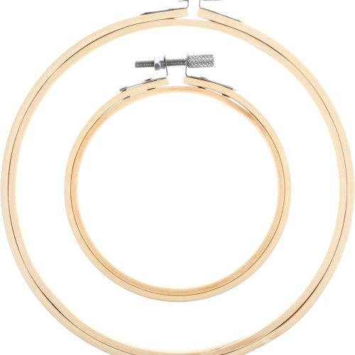 2 Pieces Embroidery Hoops, 4" and 6" Round Embroidery Hoops Bamboo Round Cross Stitch Hoops, Adjustable Frame Hoop for Embroidery, Cross Stitch, Art Craft Sewing, and DIY Decoration