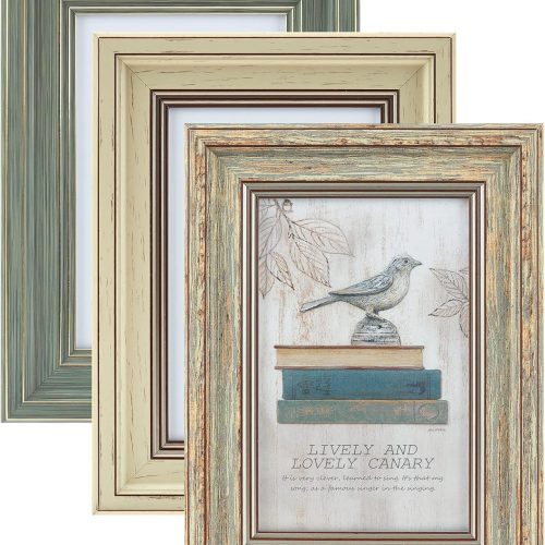 1 XUANLUO 3 Pack 4x6 Inch Picture Frames Farmhouse Rustic Vintage Distressed Wood Grain Photo Frame with HD plastic cover for Table Top Display and Wall Hanging