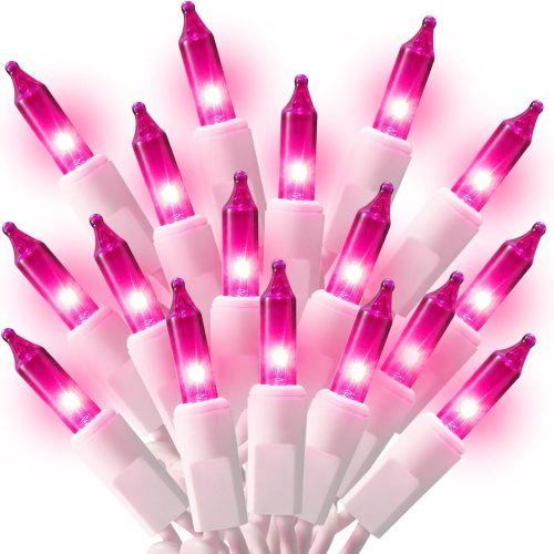 1 100 Count Mini Pink Lights String, 21ft Christmas Tree Lights Plug in,Christmas Pink String Lights for Room, Valentine's Day Outdoor Porch Decor Birthday Celebrations and Weddings Decorations
