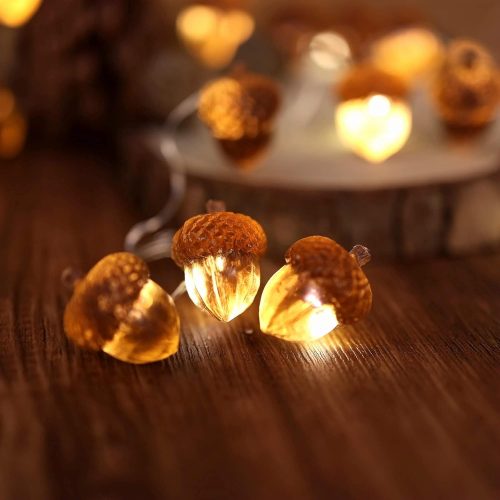 1 Thanksgiving Acorn Lights Fall Garland Decorative Fairy String Light Cute Novelty Lights 30 LEDs 10 ft USB or Battery Operated for Bedroom Wedding Xmas Harvest Decor