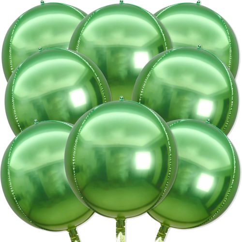 1 8 Pcs Gradient Green Balloons, 22 Inch Large 4D Round Metallic Chrome Foil Mylar Balloons for Birthday Party Decorations Christmas Baby Shower Engagement Spring Summer Jungle Green Party Supplies