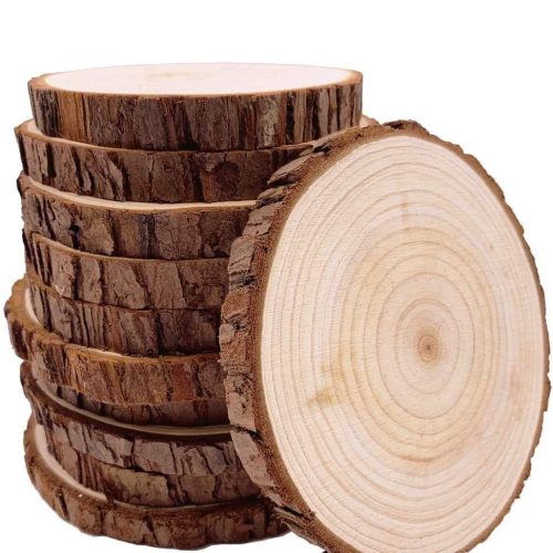 1 Unfinished Natural with Tree Bark Wood Slices 10 Pcs 4.2-4.7 inch Disc Coasters Wood Coaster Pieces Craft Wood kit Circles Crafts Christmas Ornaments DIY Crafts with Bark for Crafts Rustic Wedding