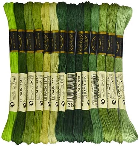 1 Bright Chartreuse Gradient Color Embroidery Floss - Cross Stitch Threads - Friendship Bracelets Floss - Crafts Floss - 14 Skeins Per Pack Embroidery Floss