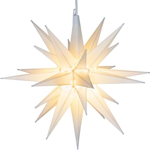 1 Elf Logic 14” Bright White LED Moravian Star Tree Topper - Hanging Outdoor/Indoor Christmas Tree Star Topper Light - Use as Holiday Decoration, Porch Light, Wedding and Ballroom Venue Decor