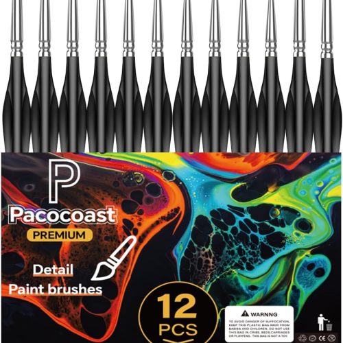 1 12PC Miniature Brushes, Pacocoast Detail Paint Brushes Set for Fine Detailing & Art Painting, Small Tiny Paint Brush Perfect for Acrylic, Paint by Number, Figurine, Craft, Models (Silver, Black)