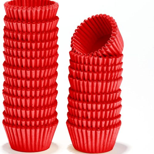 1 NUOMI Mini Cupcake Liners 1 Inch Paper Cupcake Wrappers Baking Cups Small Muffin Liners 1000 Pieces Dessert Wrappers for Christmas Festival, Wine Red