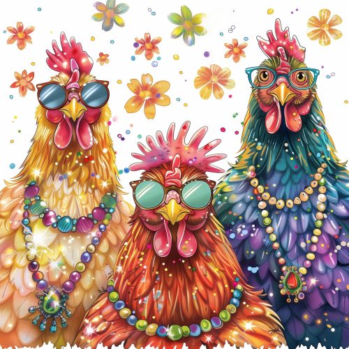 1 Eiflow DIY Chicken Diamond Art Kits for Adults, 5D Diamonds Painting Kits Rooster with Glasses Full Round Drill(13.8x13.8inch/35x35cm)