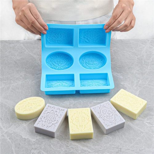 1 Soap Molds for Soap Making 2 Pack Soap Silicone Mold Cavities Handmade Soap Mold Rectangle Oval and Flower Shapes Baking Mold Bath Molds Silicone