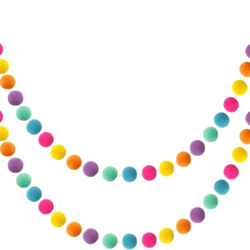 1 Boao 2 Pieces Wool Felt Ball Garland Colorful Pom Pom Garland Handmade 6.5 Feet Long 24 Balls Felt Banner for Wall Christmas Tree Decoration (Multiple Colors)