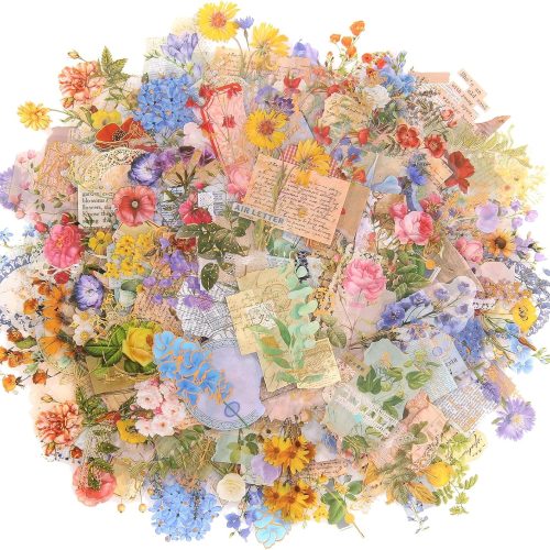 1 Dizdkizd Die Cut Gold Foil Floral Stickers (180 Pieces), Transparent Aesthetics Sticker Set Vintage Flower Decals for Scrapbooking Card Making Journaling Paper Crafting