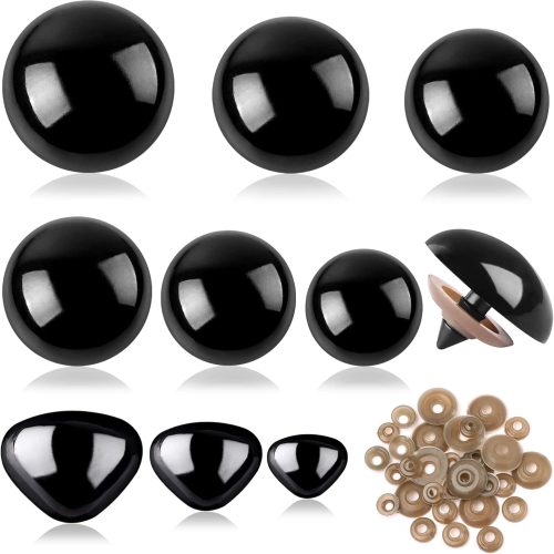 1 90Pcs Large Safety Eyes and Noses Kit Black Plastic Craft Dolls Eyes for DIY Puppets Bear Crafts Stuffed Animals Amigurumi Making Supplies (9 Sizes)