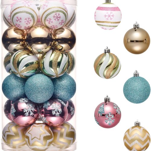 1 Valery Madelyn Christmas Ornaments Tree Decorations, 30ct Candyland Macaron Pastel Shatterproof Christmas Ball Ornaments Set, 2.36 Inch Decorative Hanging Ornament Bulk for Xmas Holiday Party Decor
