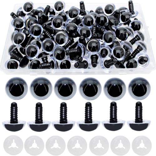 1 ARTCXC 50Pcs 15mm Colorful Solid Plastic Safety Eyes Craft Eyes with Washers for Doll, Puppet, Plush Animal DIY Making
