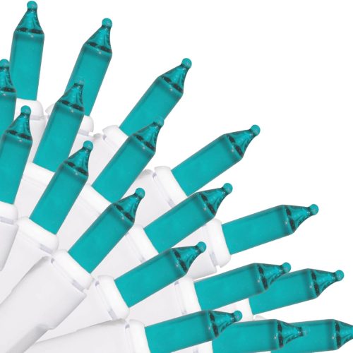 Brite Star 100 Count Mini String Christmas Lights, Teal - 22 feet Indoor/Outdoor Christmas Tree Lights with White Wire