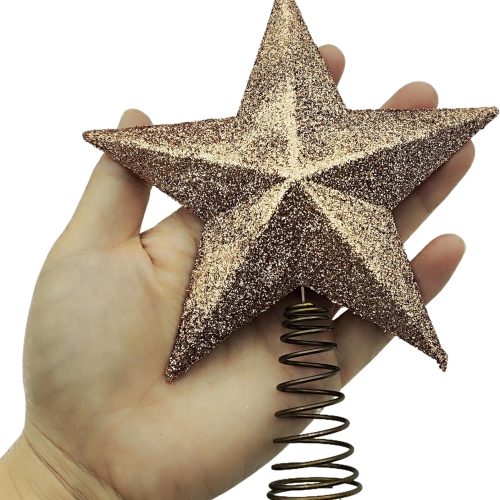 Christmas Glitter Star Tree Topper Christmas Tree Topper Decorations - 5.3 x 4.3 Inch, Champagne