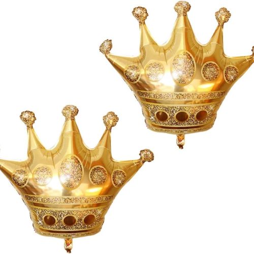 Tellpet Crown Balloons Foil Helium Mylar Balloon, Gold, 2 Pieces