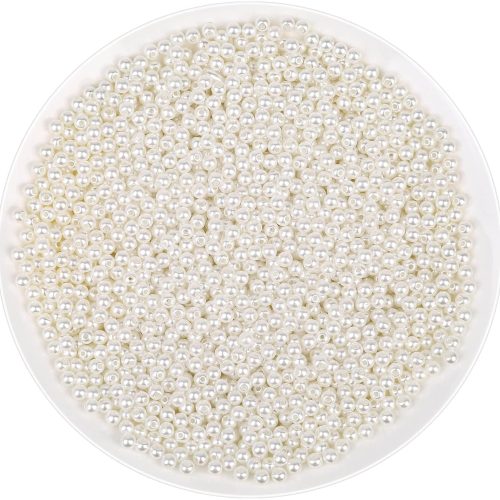 Pearl Beads for Craft, Anezus 2000pcs Ivory Faux Fake Pearls, 4 MM Small Sew on Pearl Beads with holes for Jewelry Making, Bracelets, Necklaces, Hairs, Crafts, Decoration and Vase Filler