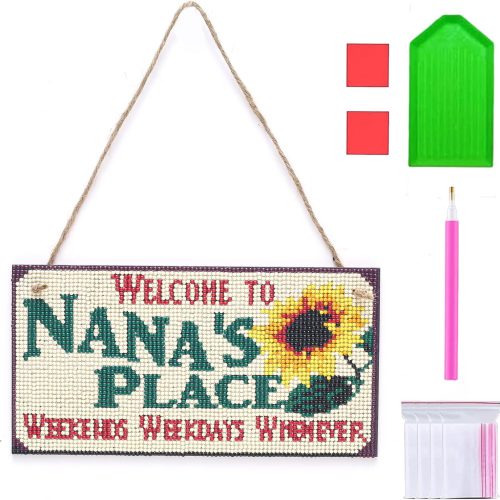 Liccyy (No Need Frame Hanging 5D Diamond Art Painting Kits for Adult Beginners with Tools, DIY Sign Gem Bead Art Wooden Plaque Full Drill Paint by Number Pendant for Home Garden Wall Decor, Sunflower