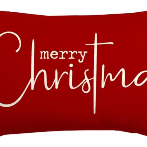 RABUSOFA Christmas Pillow Covers 12x20 Inch,Red Merry Christmas Saying Decorations Winter Decorative Throw Pillow Cases,Farmhouse Holiday Xmas Lumbar Cushion Covers for Couch Living Room(16)