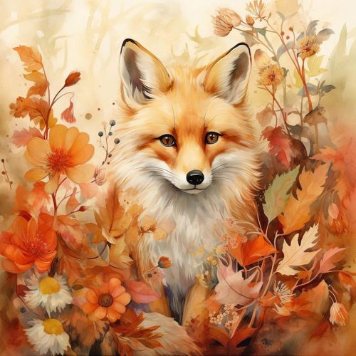 Stalente Diamond Painting Kits for Adults Fox, 5D DIY Diamond Art Kits for Beginners Round Full Drill Diamond Painting for Home Wall Decoration Gift 12×12inch, Fall Maple Leaf