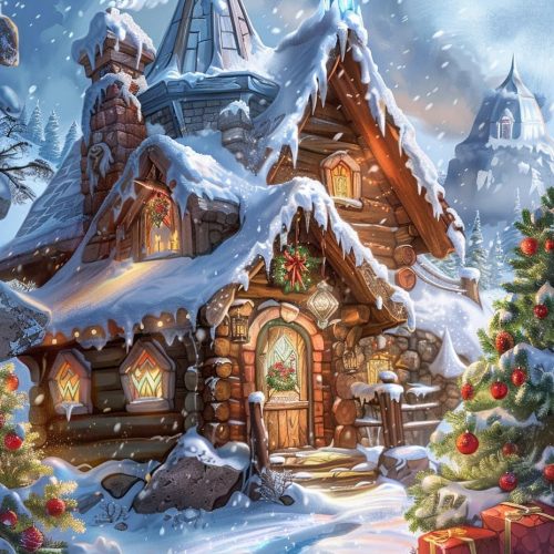 SKRYUIE Paint by Numbers Kit for Adults Beginner Hut, Acrylic Christmas Oil Painting by Numbers Kits with PaintBrushes Paintwork Art Crafts Canvas for Home Decor 16x20 inch d1