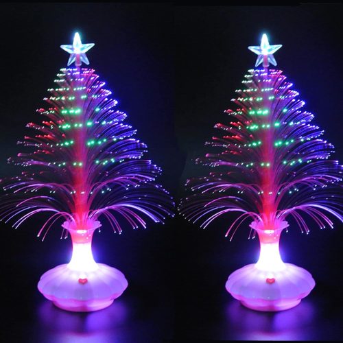 alfyng LED Fiber Optic Christmas Tree, Color Changing Holiday Tree Set with a Star, 12.6" Tabletop Christmas Lighted Tree for Christmas Houses Decoration and Holiday Scene (No Battery)