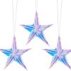 12 Inch Diameter Iridescent Ornament Star Hanging Decorations, Clear Foil Decorative Folding Decor, Rainbow Shine Party Ornaments for Bridal Shower Wedding Birthday Frozen Theme Party Decorations