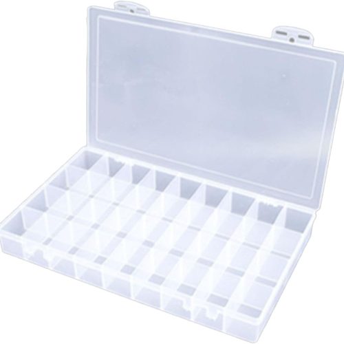 1 Feadily 1PCS 36 Grids Large Plastic Organizer Box with Dividers, Compartment Organizer Box for Nail Accessories/Screw/Sewing Arts and Oil Paint, Bead Storage Containers 14.9" x 9.2" x 1.9" (Clear)