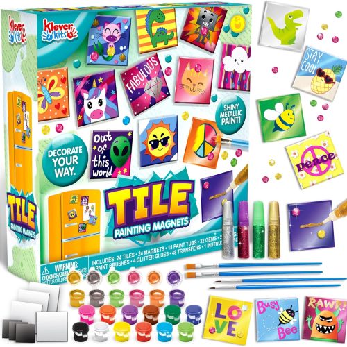 1 JOYIN 24 Magnetic Mini Tiles Art Kit, Creativity DIY Paint, Arts and Crafts for Kids, DIY Supplies for Party Favors, Family Activity, Birthday Present, Toys Gifts for Boys and Girls