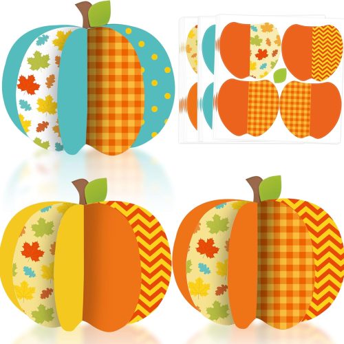 1 80UncleKimby 23Pcs Fall Pumpkin Crafts Kit for Kids - Halloween Thanksgiving DIY Paper Art for Autumn Holiday School Classroom Activities Party Decor(Fan-Shaped)