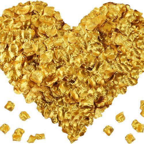 1 2000 Pcs Gold Silk Rose Petals,Artificial Flower Petals for Wedding,Romantic Night,Romantic Valentines Decor for Bedroom,Weddings,Party,Table,Dining Room,Proposal Anniversary Flower Decorations