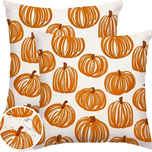 1 Fall Outdoor Pillow Covers 20x20 Set of 2 Waterproof,Burnt Orange Pumpkin Decorations Autumn Thanksgiving Harvest Farmhouse Decor for Home Sofa Couch