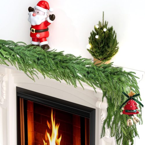 1 2 Pcs 6 Ft Artificial Norfolk Pine Garlands,Realistic Pine Garland,Artificial Greenery Garland for Christmas Table,Mantle, Wall, Indoor, Outdoor Decorations
