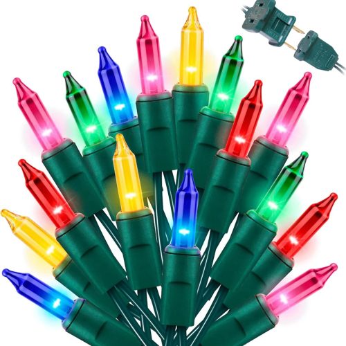 1 LAMPHOME Christmas String Light,100 Count Incandescent Mini String Light in 21.6ft,Indoor/Outdoor 120V UL Certified Mini Light for Christmas,Wedding,Patio Lawn,Home,Garden,Party,Store (Multi-Colored)