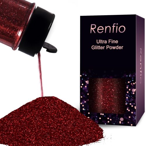 Renfio Ultra Fine Dark Wine Red Glitter Powder, 2.11 Oz (60g), PET Flakes, Crafts, Sequins, Slime Decoration, Safe, Easy to Store, Burgundy Glitter Epoxy Chips Flakes for Christmas Roses Tumblers