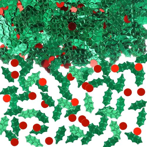 1 Civaner 1500 Pieces Christmas Confetti Glitter Table Decorations Red Green Xmas Party Metallic Foil Botanical Mix Confetti for Christmas Festive Party Table Decoration Supplies